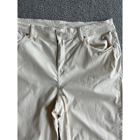 Chicos Pants 14 Large Slim Leg Crop Cotton Stretch High Rise Cream Classic 2.5 - Picture 2 of 15